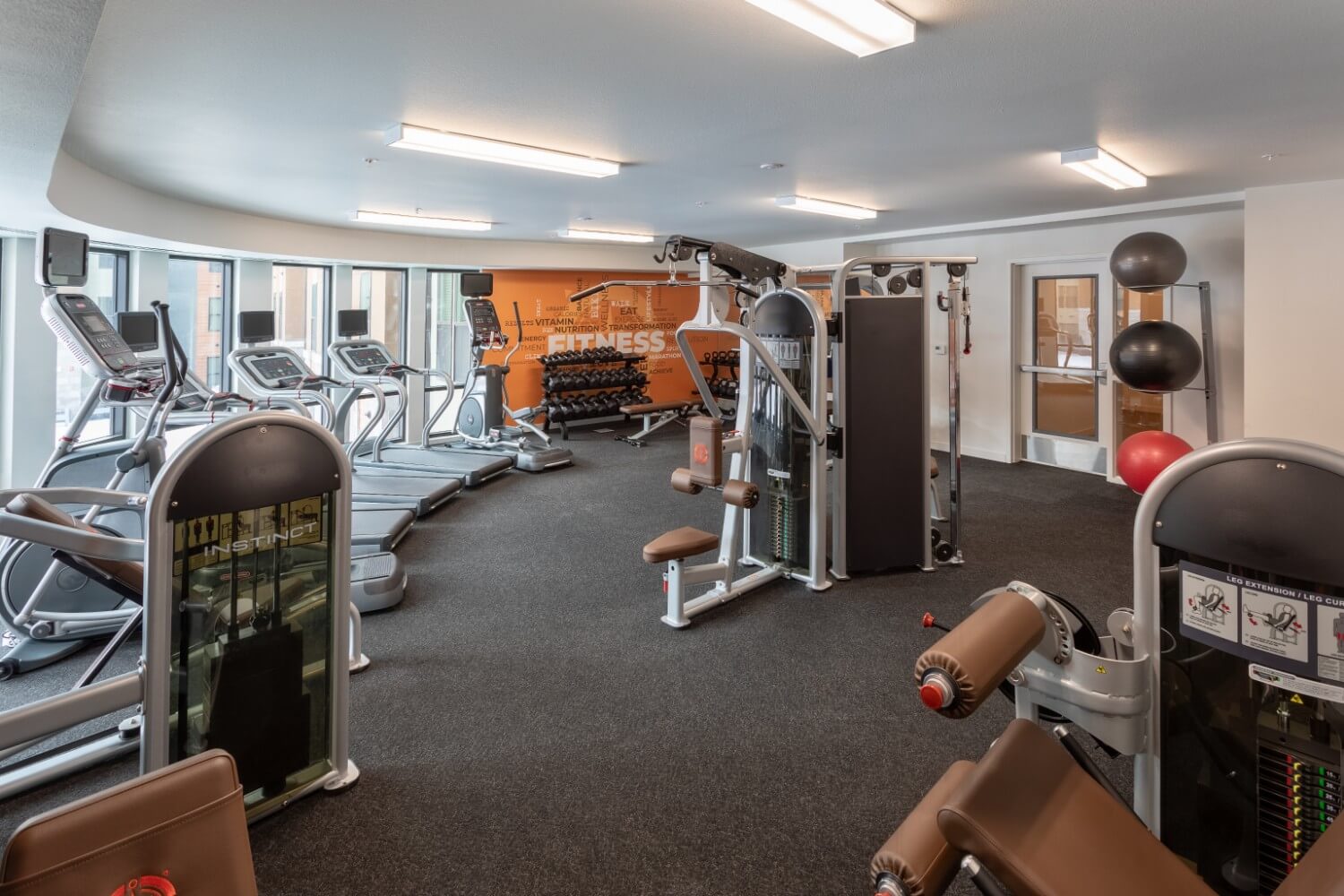 fitness center at roam student living apartments